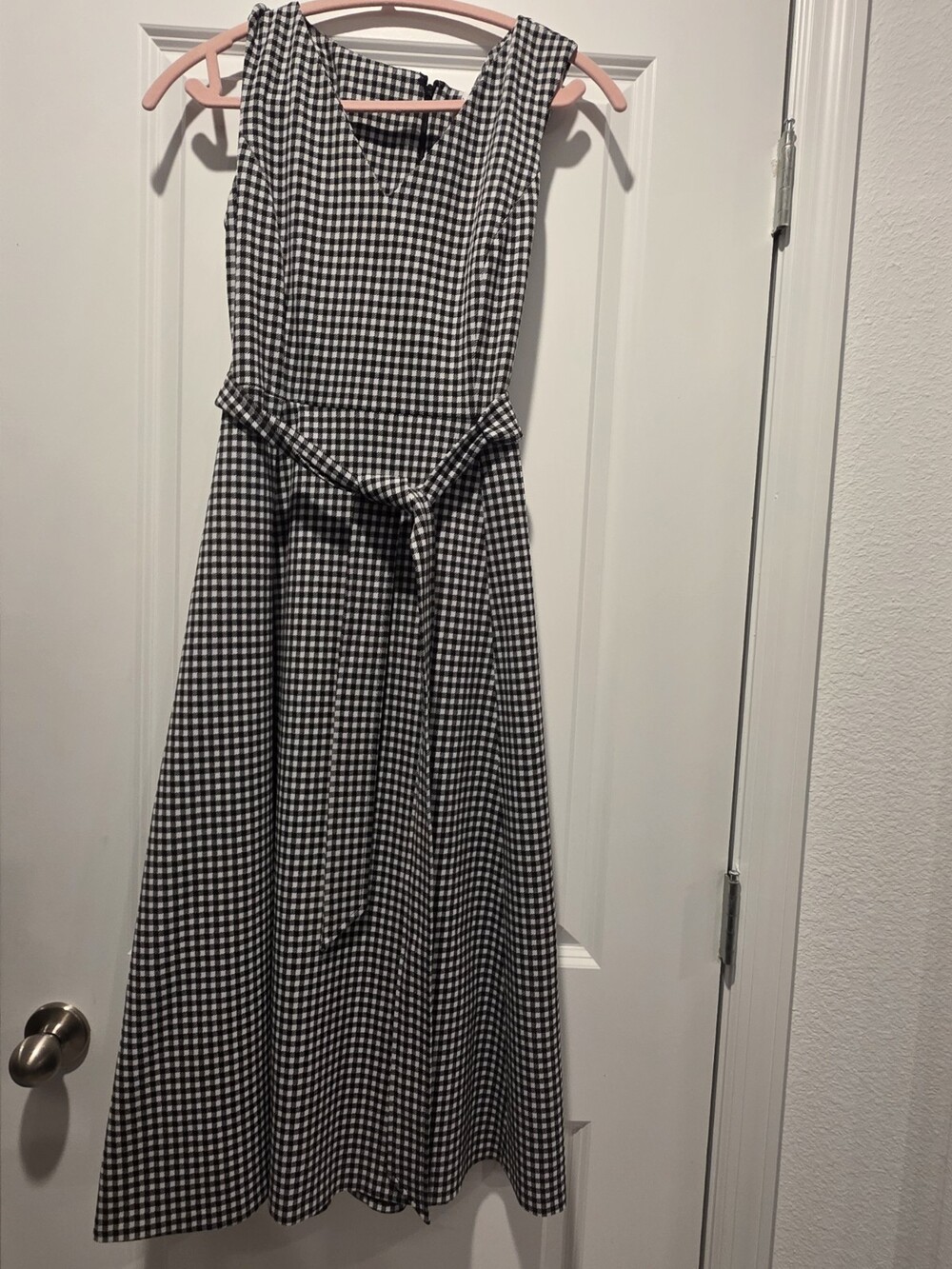 Calvin Klein Gingham Black & White Midi Fit &Flare Dress: Size 6